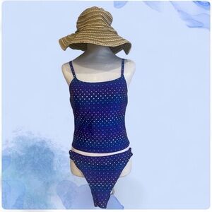 Kathy Ireland Blue Polka Dot Bikini Set